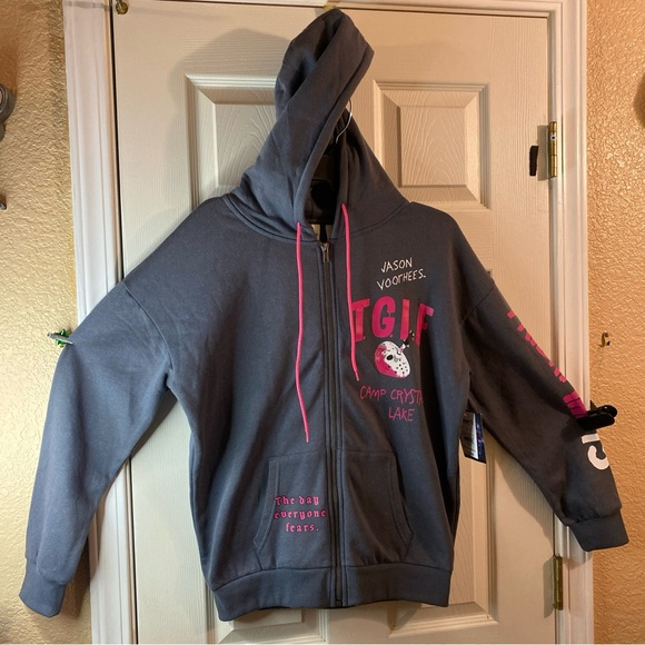 Friday The 13th Women Juniors XS Full Zip Hoodie Sweatshirt Fun Jason Voorhees - Picture 1 of 14